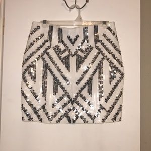 White & Silver sequin skirt